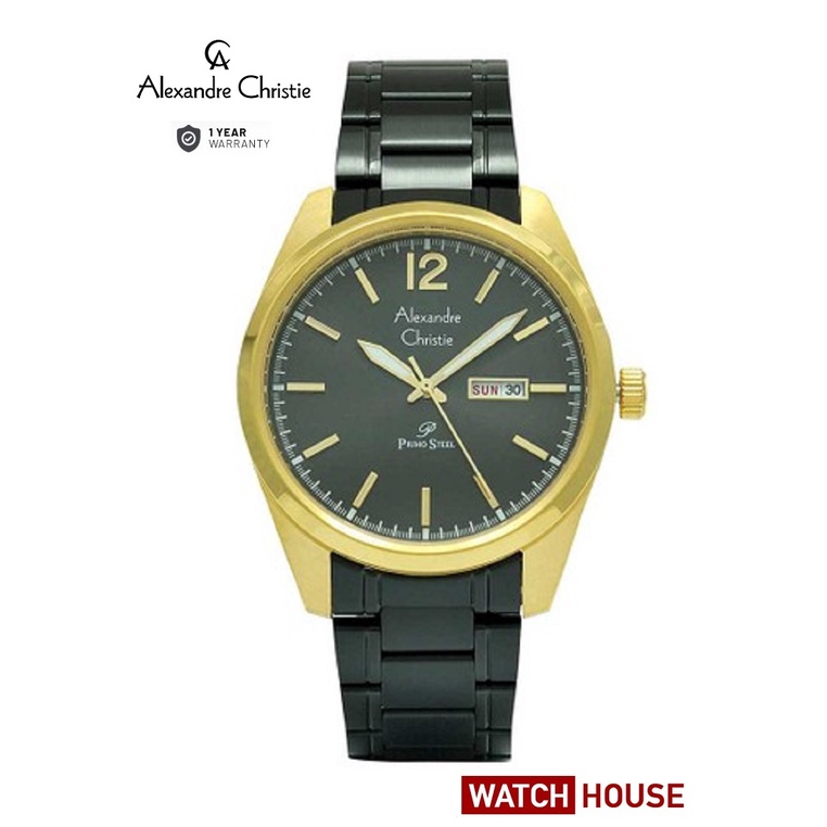 ALEXANDRE CHRISTIE AC 1012 AC1012 AC1012MD 1012 BLACK GOLD ANALOG ORIGINAL WATCH JAM TANGAN PRIA TAL