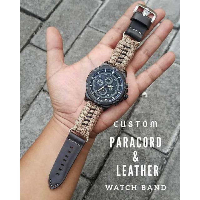 CUSTOM PARACORD LEATHER WATCH - Jam Tangan Paracord Kulit