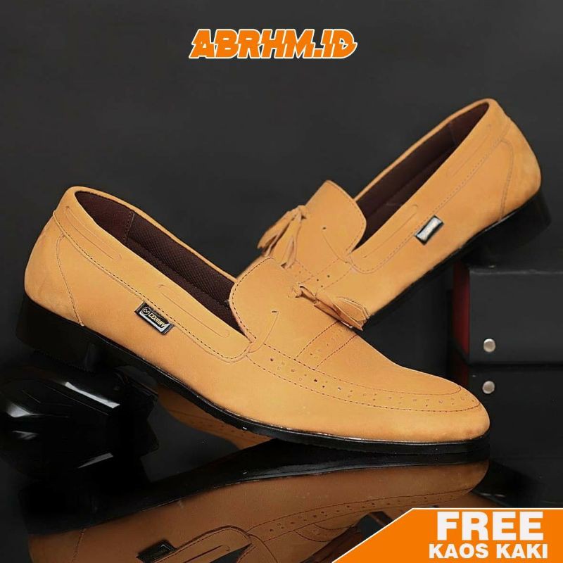 ABRHM x DERROSA Sepatu Formal Pria Sepatu Pria Casual Kulit Asli Sepatu Pantofel Sepatu Kasual Oxford Kerja Kantor Kuliah Kondangan Gaya Keren Kekinian Original Murah Terlaris