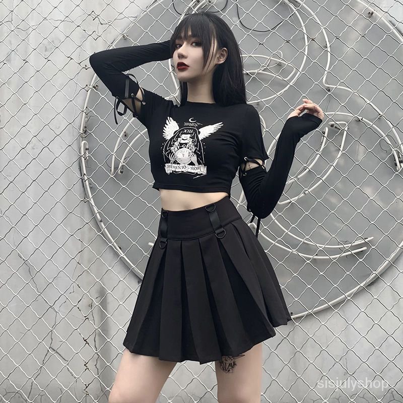 Awal musim gugur desain rasa niche awal musim gugur T-shirt wanita lengan dilepas lengan panjang gel