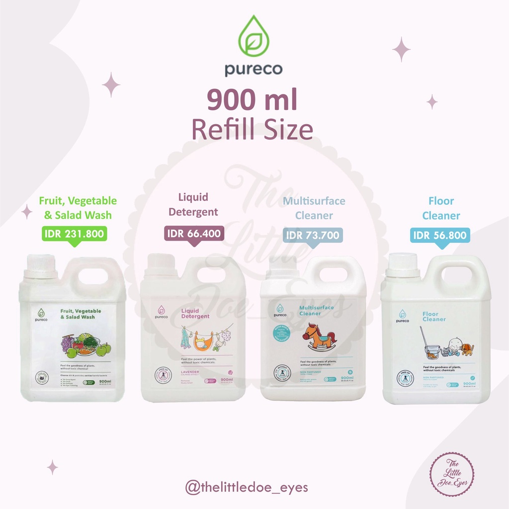 [READY] Pureco 900 ml (Liquid Detergent /Liquid Vegetable, fruit, &amp; salad soap /Multisurface Cleaner/Floor cleaner)