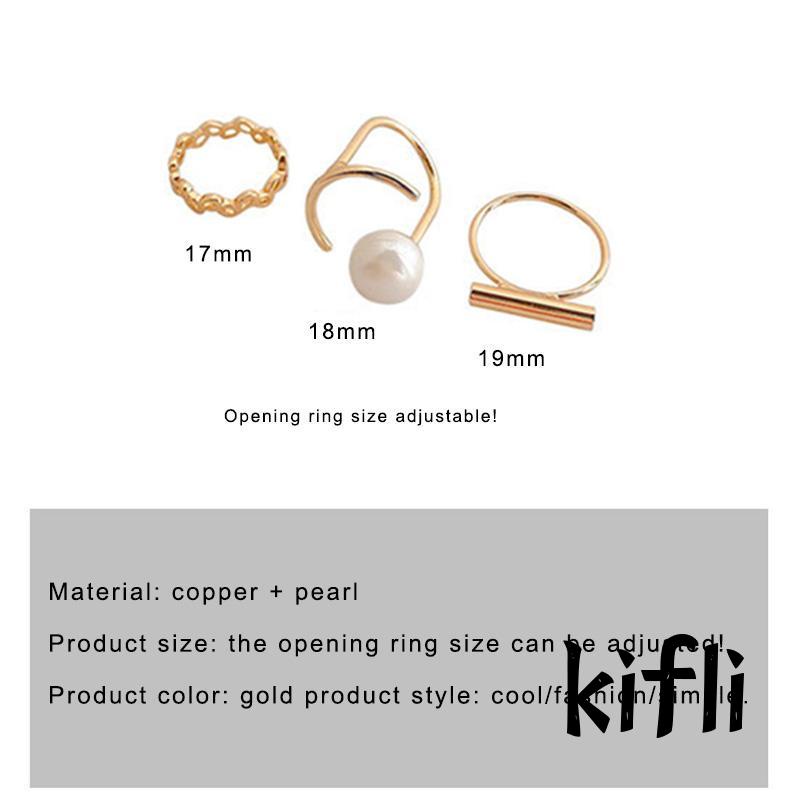 3pcs Cincin,Jari Telunjuk Hias Mutiara,Untuk Wanita