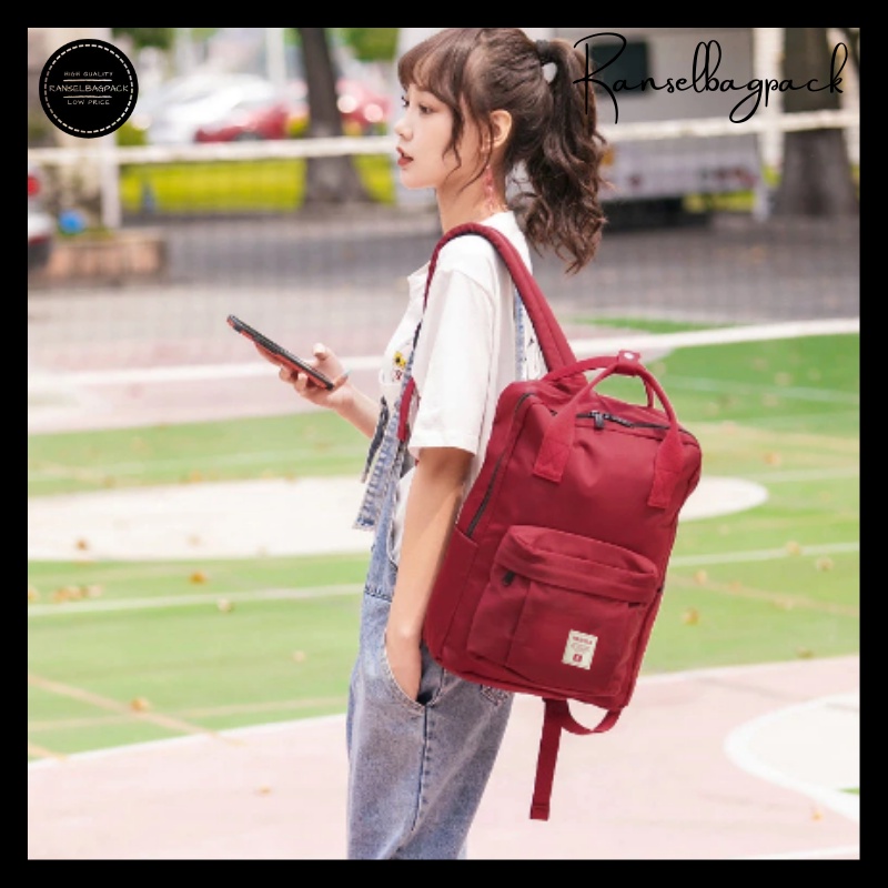 Tas Ransel Wanita - Sekolah Kuliah Kerja Laptop Traveling Backpack Punggung Bahu Multifungsi Kekinian Terbaru Murah Bagus Anti Air Waterproof Model Korea Import Lokal Original Simple Elegan Casual Kapasitas Besar Perempuan Cewek