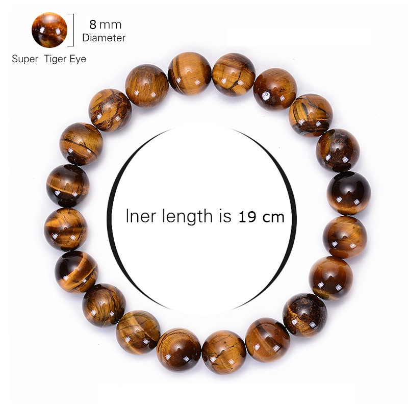 Gelang Manik-Manik Batu Vulkanik Tiger Eye Agate Chakra Healing Reiki Buddha Elastis Adjustable 8mm Untuk Unisex