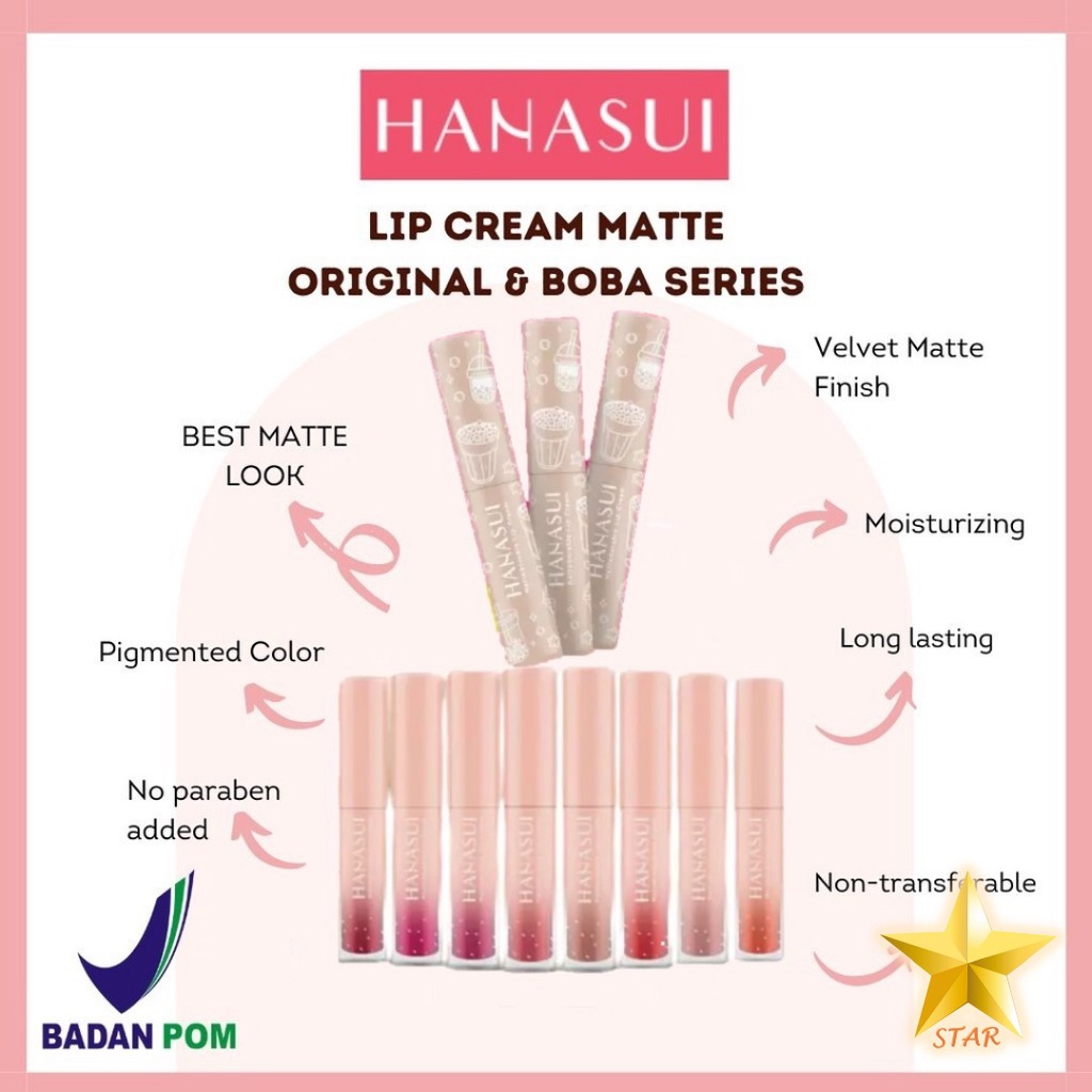 GKT - SHADE BARU! ORIGINAL Hanasui Mattedorable Lip Cream / Tint + Boba Edition LipCream Matte Tintadorable Tintdorable LipTint