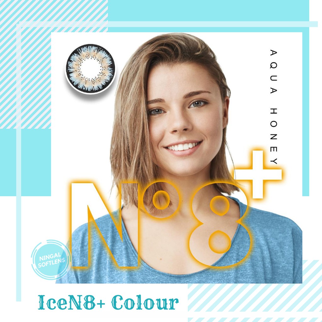 Softlens Ice N8+ Colour  Soflen Aqua Honey Grey Honey Brown Honey Navy Softlen Normal Minus Soflens 