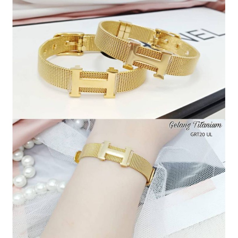 Gelang titanium herme motip jam tangan