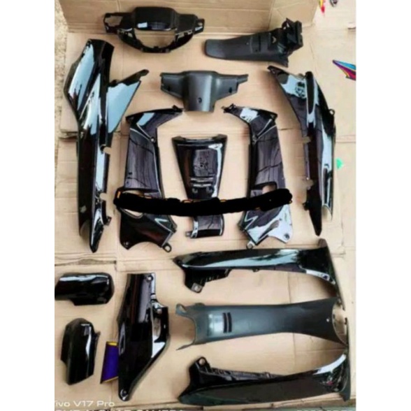 paket cover body Supra x/ Supra fit lama full set hitam polos Merk win