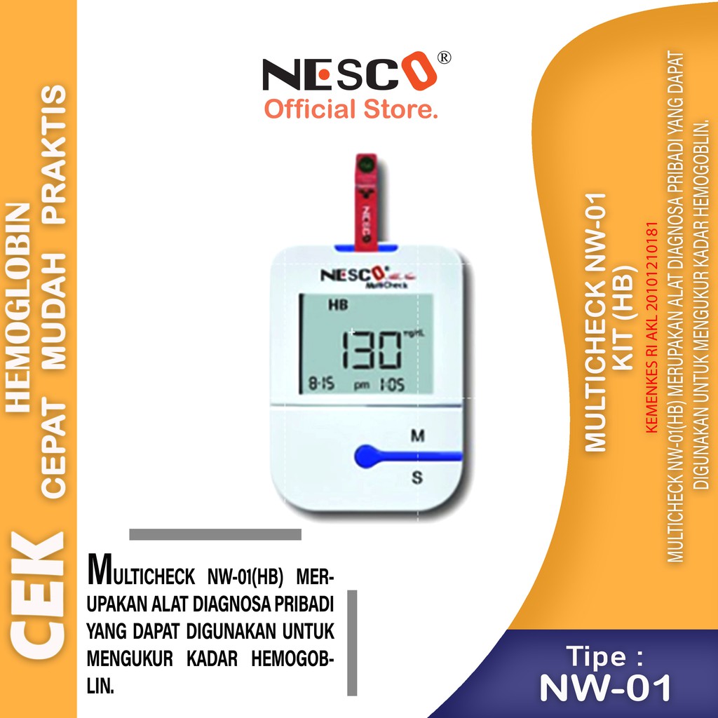 Nesco Multicheck2, NW-01 Kit (HB) Alat Cek Kadar Hemoglobin Izin Kemenkes