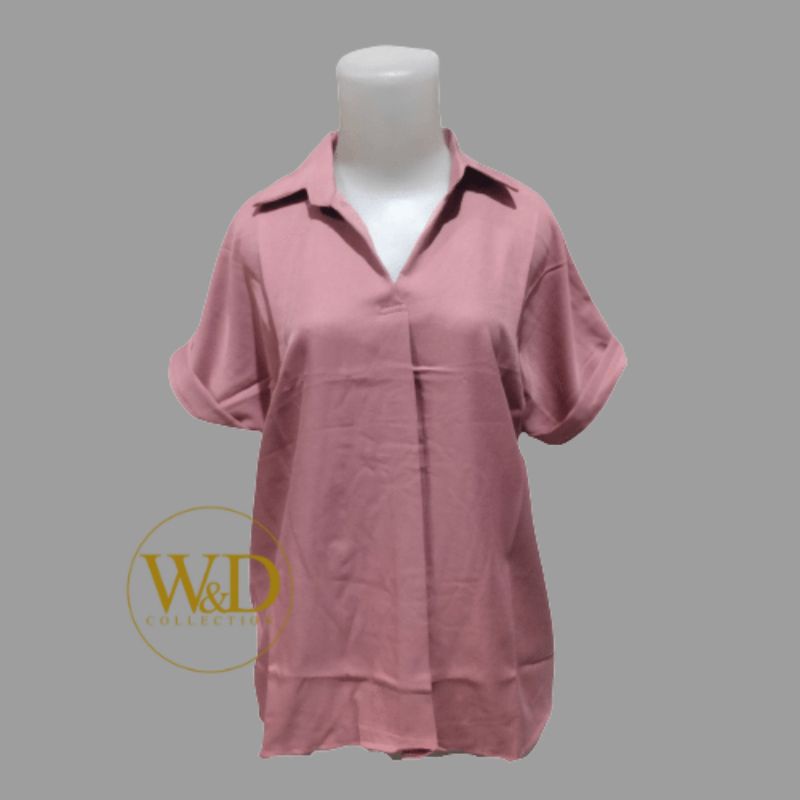 Blouse wanita polos lengan pendek Shakila Twill