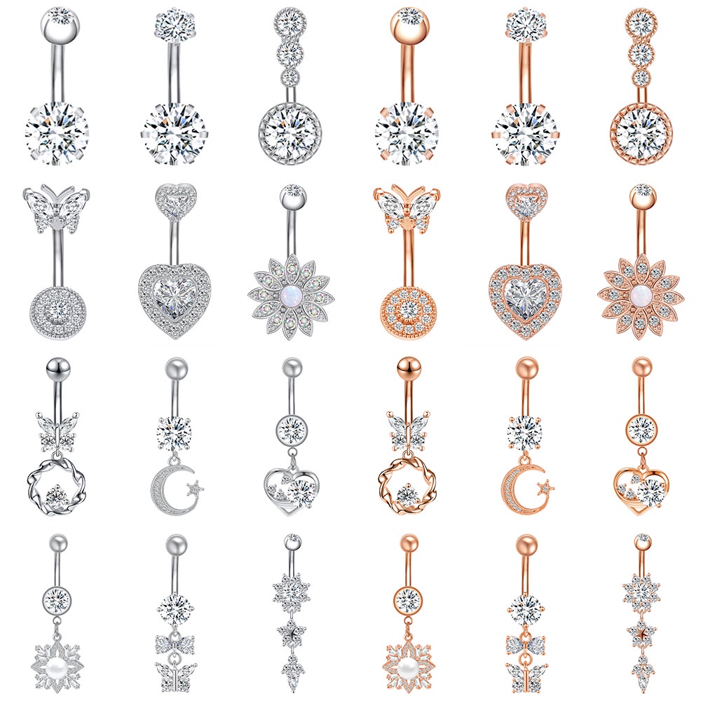 1pc Anting Tindik Perut / Pusar Model Kupu-Kupu / Hati Bahan Stainless Steel 316l Untuk Wanita