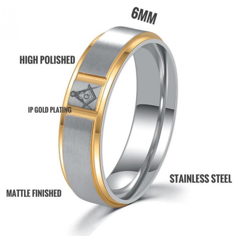 Cincin Bahan Metal Desain Ukiran Freemason Gaya Klasiksimplecasual Untuk Priawanita