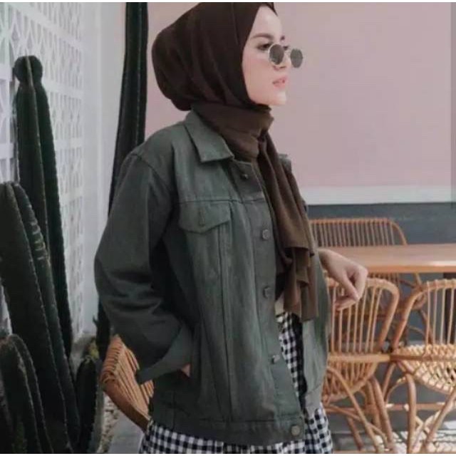 Promo bayar ditempat / COD jaket jeans oversize wanita jaket denim jaket jumbo