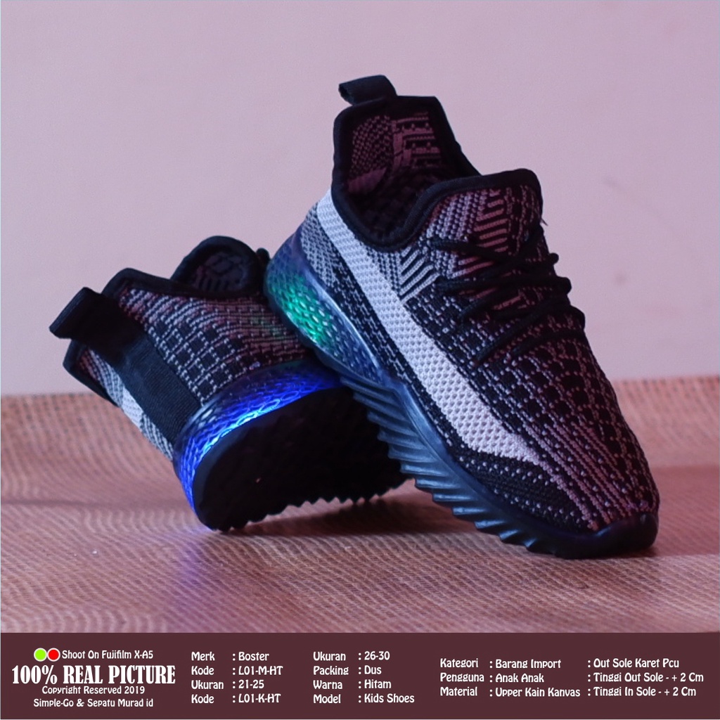 SEPATU LAMPU BABY - SEPATU BALITA MINI LUCU BOSTER L01K 26-30