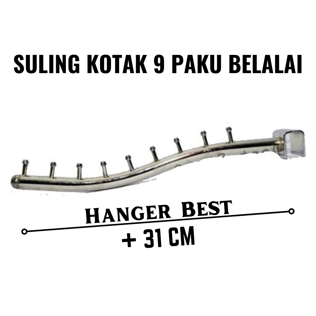 Hanger Gantungan Baju Suling Pipa Kotak 9 Titik Belalai Hanger Display Toko