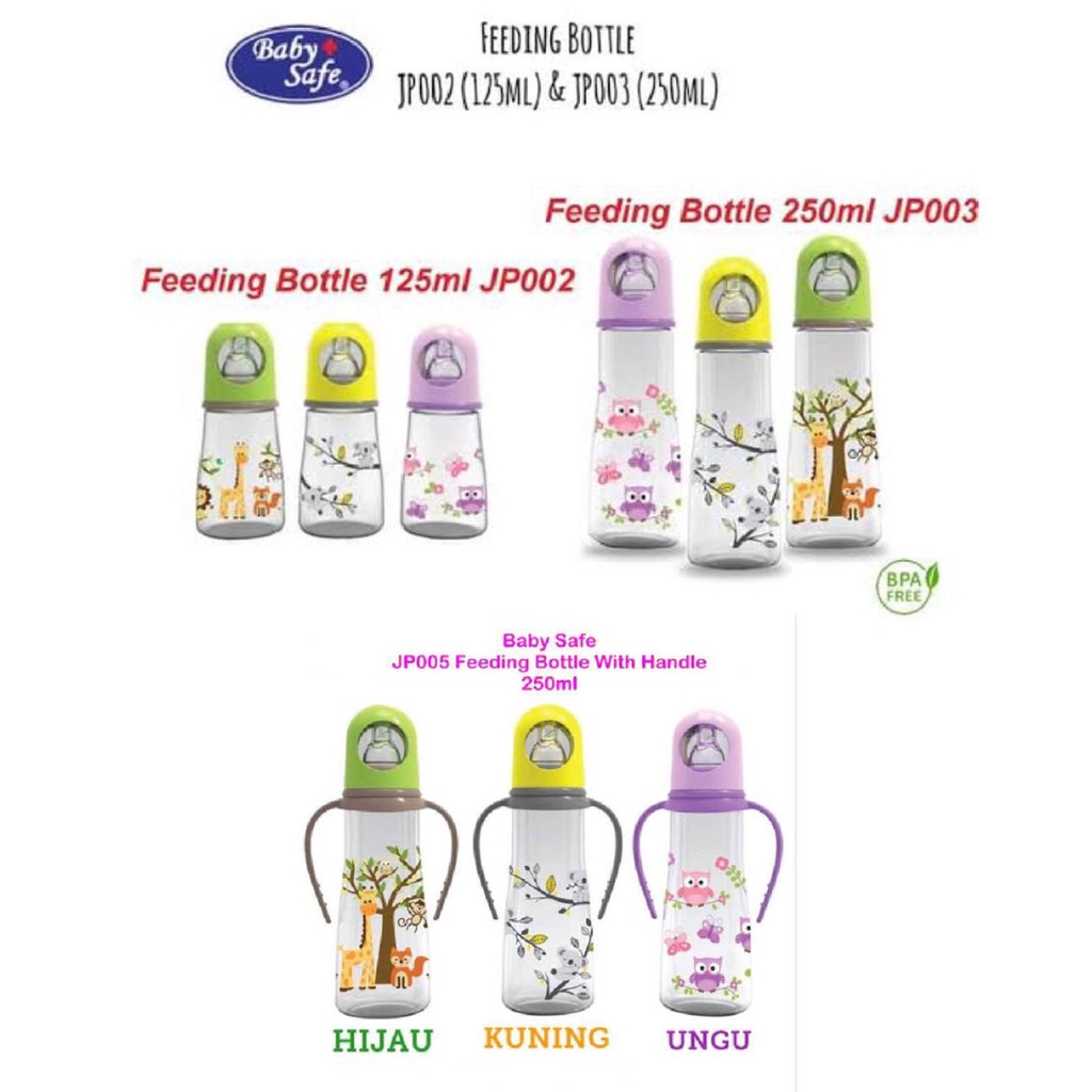 Baby Safe botol susu JP002 JP003 JP005 gagang Feeding Bottle 125ml / 250ml - zeus