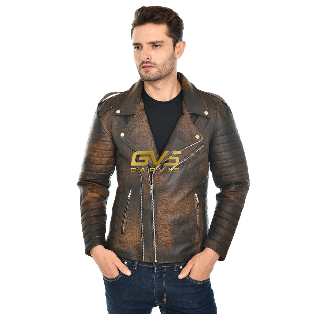 Jaket Kulit Bikers UK Wash Vintage Original Garvis Model Riding Series Anak Muda