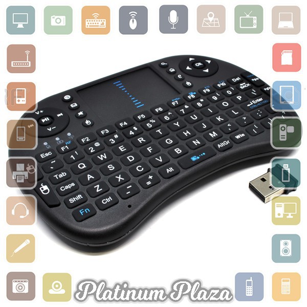 Keyboard Wireless 2.4GHz dengan Touch Pad &amp; Fungsi Mouse - Black`6R5NJE-