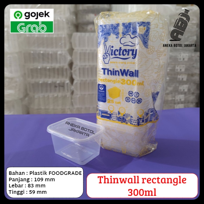 Thinwall rectangle 300ml / wadah plastik segi panjang 300ml