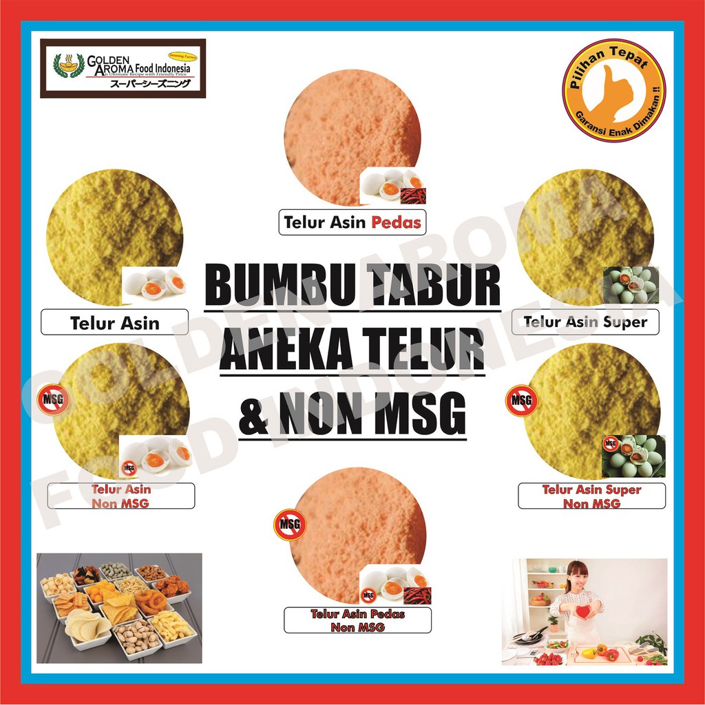 

Bubuk Bumbu Tabur Telur Asin Salted Egg Telor 1Kg dan No MSG Telur Asin Pedas Super Murah Halal GAFI