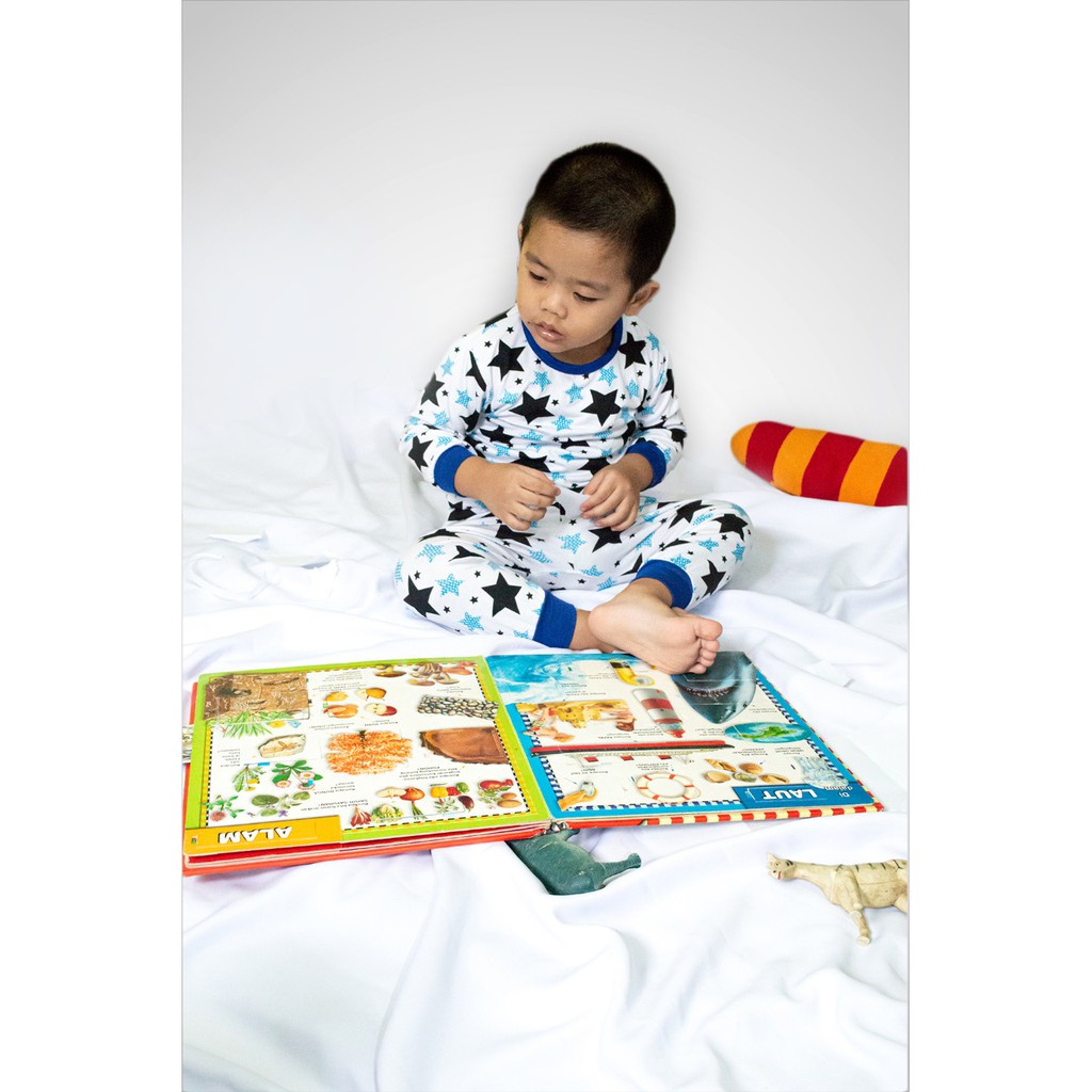 moons care SNI Kids 2-9 tahun Stelan Piyama Motif Baju Tidur Anak Piyama Pajamas 1 2 3 4 5 6 7 8 9 10 tahun Moons Piyama Panjang Bayi Baju Tidur Anak Baju