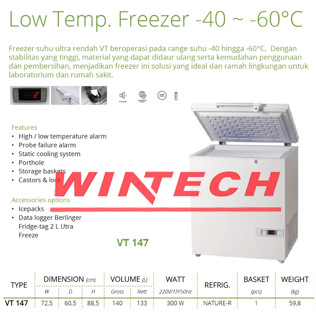 Gea VT 147 VT147 VT-147 Medical Refrigerator Low Temp Freezer - Freezer Laboratorium & Rumah Sakit -