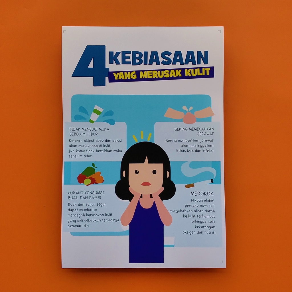 Jual Poster - 4 Kebiasaan yang merusak kulit - Poster Kesehatan Kulit