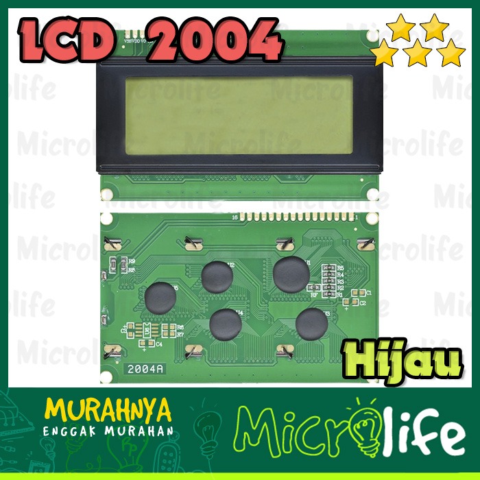LCD 20x4 2004 Hijau Display Arduino Raspberr Pi
