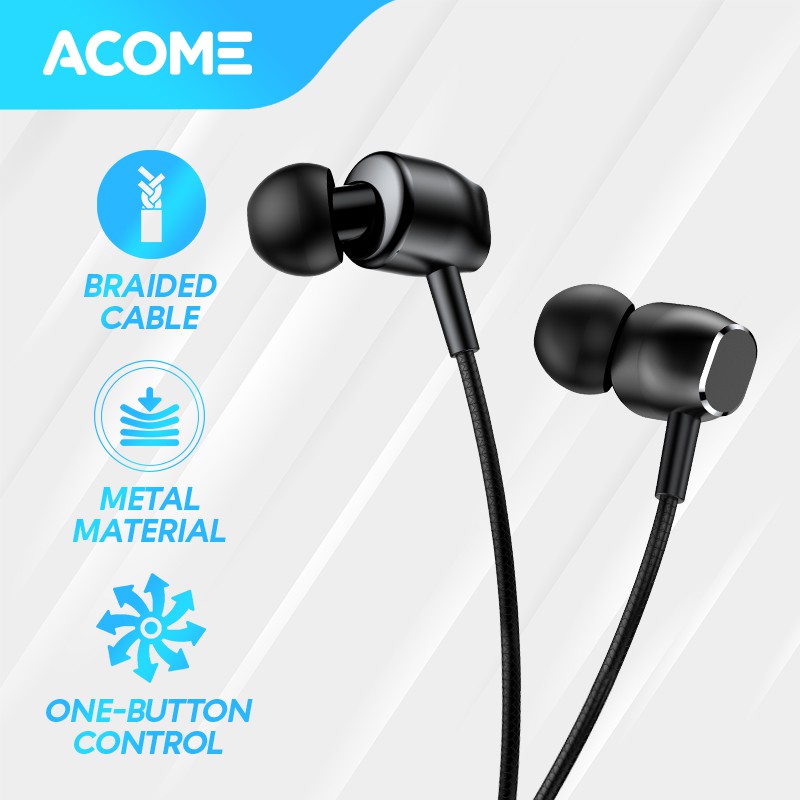 Acome Earphone Headset Super Bass 45 In-ear Angle Braided