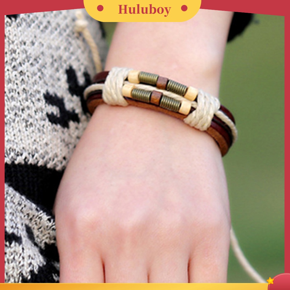 Hu Hu Hu Hu Hu Alat Bantu Pasang Kacamata♡ Gelang Tali Kulit Imitasi Kepang Handmade Gaya Punk Untuk Unisex