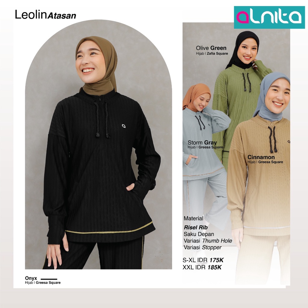 Alnita Leolin Atasan Bahan Risel Rib Atasan Olahraga Trendi Fashion Wanita by Alnita bisa COD