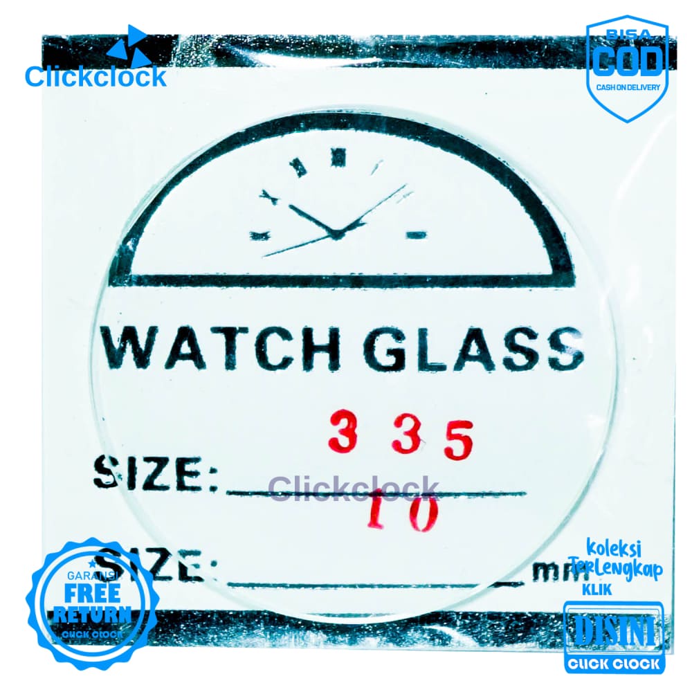 Kaca Jam Kaca Bahan Watch Glass PNC-335 Bagus 3,35 cm