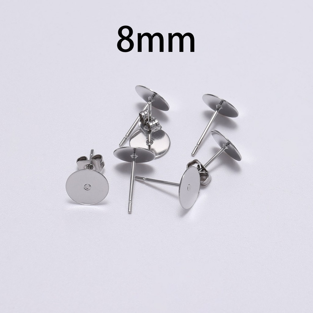 100pcs/lot Sliver Stainless Steel Blank Post Earring Studs Base Pins With Earring Plug Findings Ear Back For DIY Jewelry Making