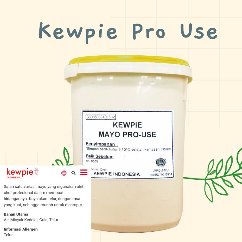 Kewpie Mayo Pro Use 3 kg | Mayonnaise Sweet | Mayonaise Manis Salad Buah