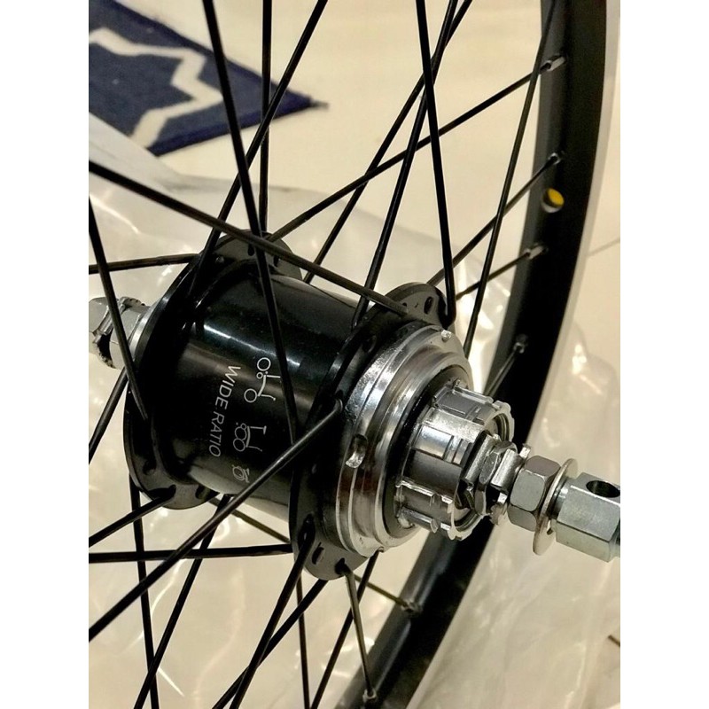 Wheelset belakang Brompton BWR 6speed Black Edition + COG Brompton 6 speed