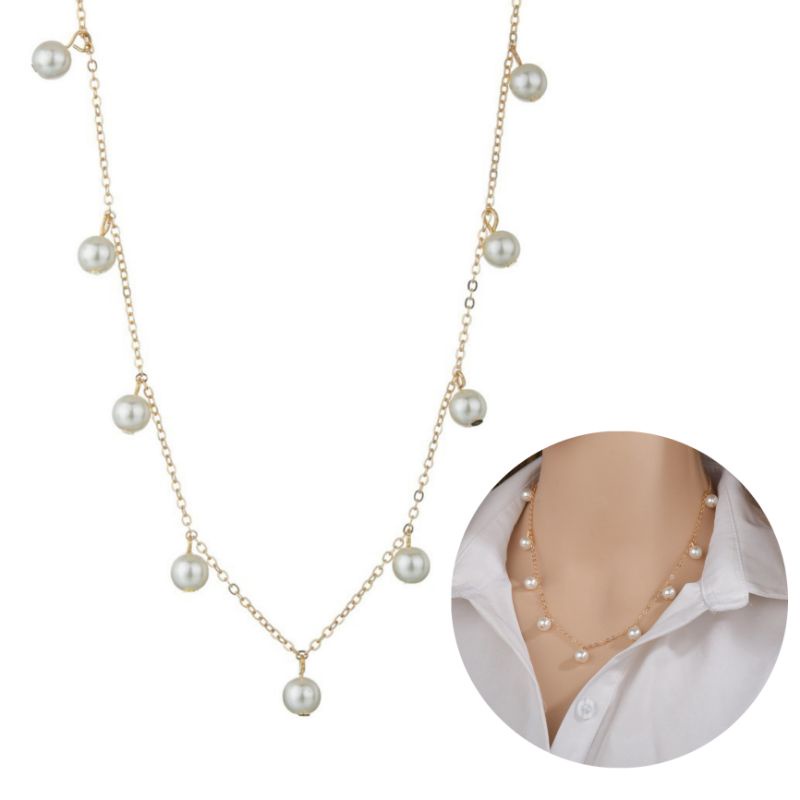 Alyssa Korean Pearl Charm Necklace Kalung Liontin Mutiara Bandul Korea