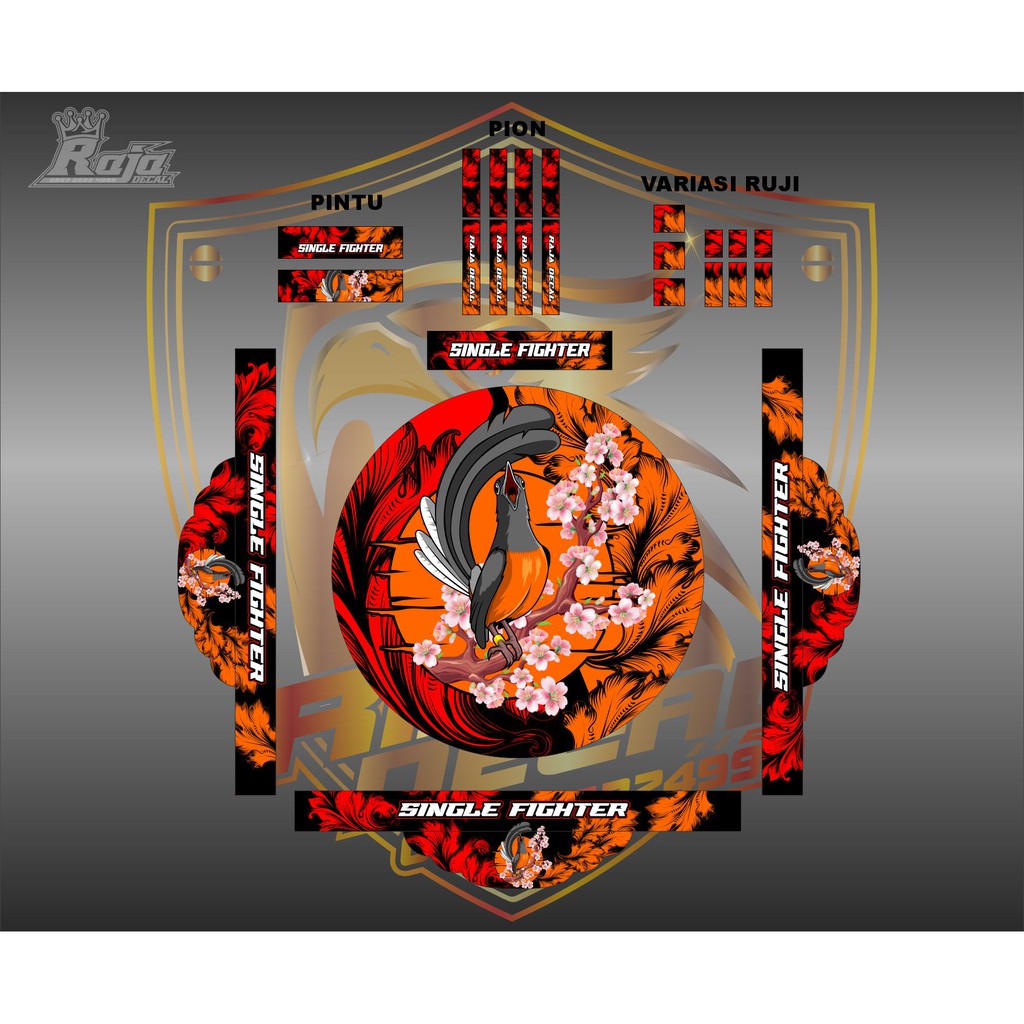 Stiker Decal Tebok Sangkar Burung Murai Disain Custom Murai Floral