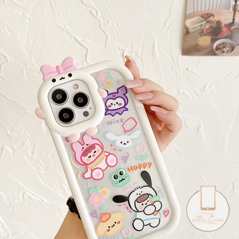 Soft Case TPU Motif Kartun Kucing / Monster / Kelinci 3D Untuk IPhone 11 13 12 14 Pro MAX 6 6S 7 8 Plus XR X XS MAX