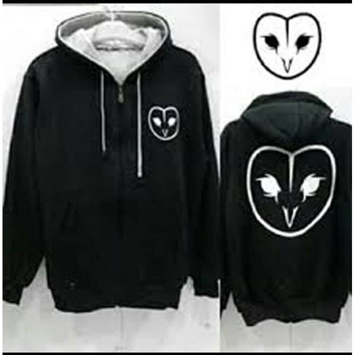 jaket zipper hoodie sweater DREAMBIRDS HITAM