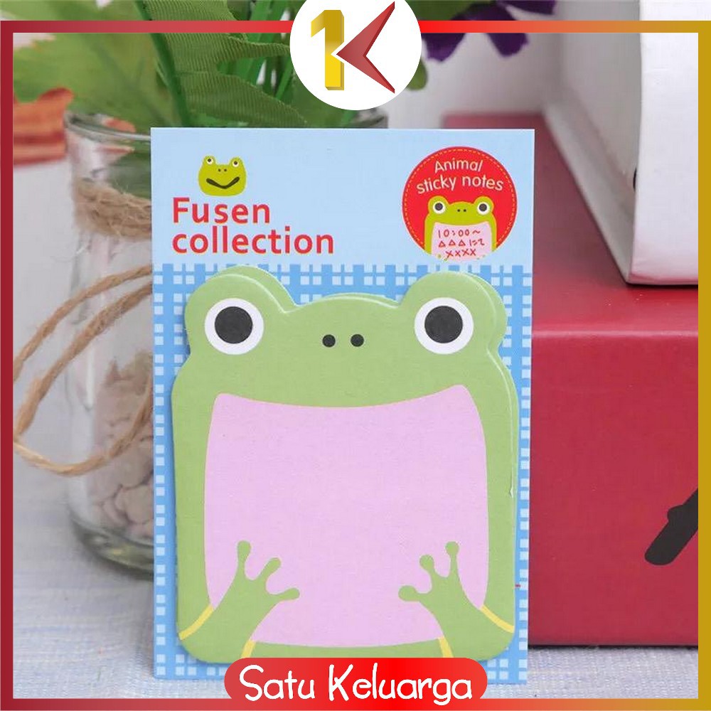 SK-A3 Sticky Notes Motif Binatang Tempelan Kertas Catatan Memo Note Karakter Animal Lucu Unik-Katak Hijau