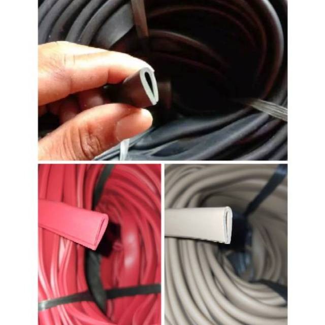 Karet List helm Bogo fullface  || Karet List U warna Krem Merah Hitam cokelat