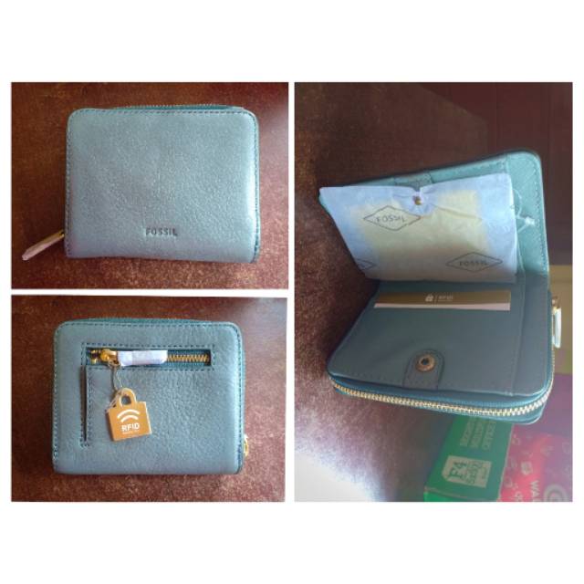 Fossil Emma RFID Multifunction Wallet Steel Blue