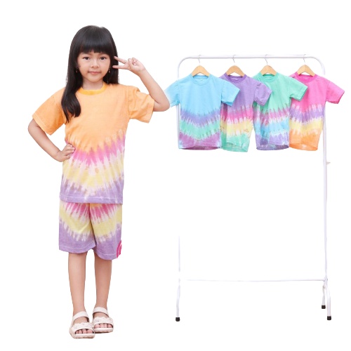 Setelan Anak Perempuan Pelangi Usia 1-8 Tahun Celana Panjang dan Lengan Panjang | Setelan Abstrak Anak | Setelan Kaos Anak | Setelan Barong Anak