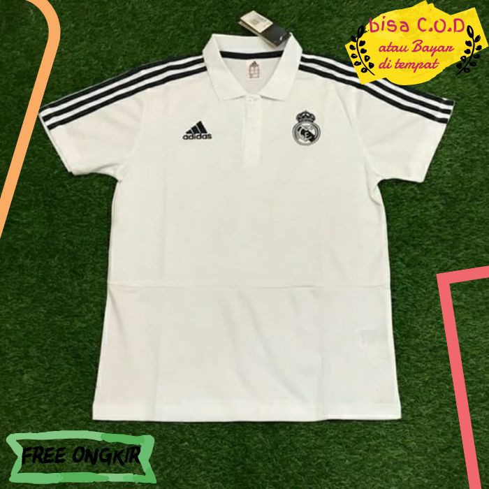 [COD]463 KAOS POLO SHIRT / BAJU JERSEY REAL MADRID WARNA PUTIH 2018 / 2019 GRADE ORI MURAH ORI