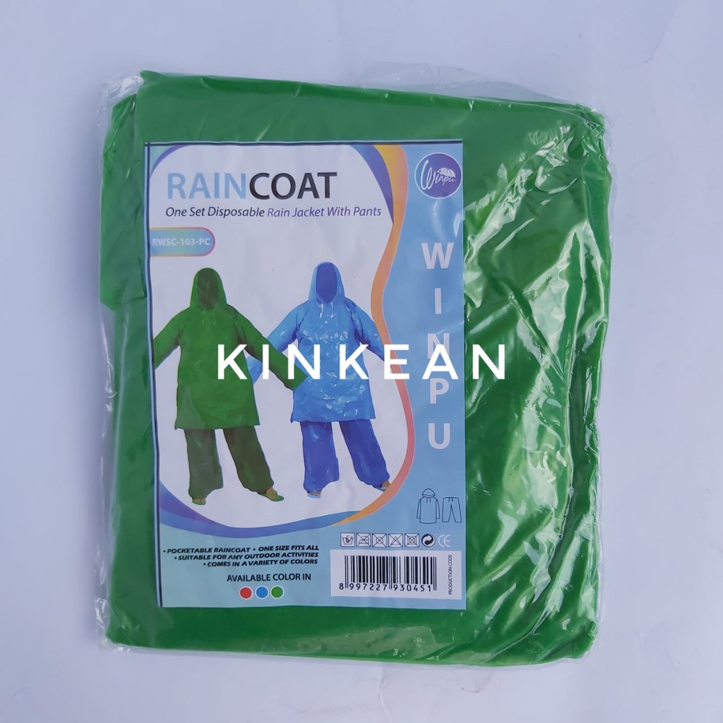 Jas Hujan Setelan LDPE Plastik Raincoat Travel Ringan merk VENTUS &amp; Winpu