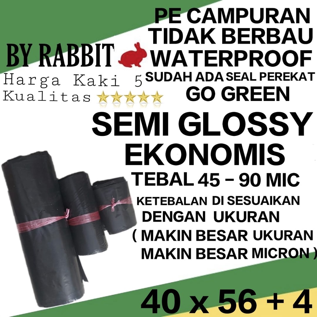 

Plastik Packing Polymailer LDPE 40X60 SEMI GLOSSY EKONOMIS (100LEMBAR)