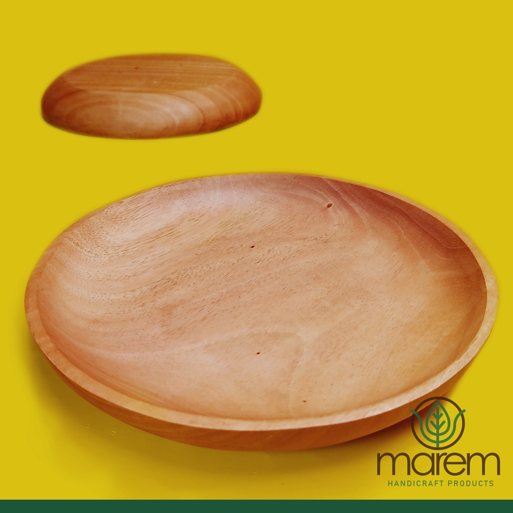 PIRING KAYU MAHONI PIRING MAKAN KAYU 20 CM FOODGRADE - BTMP001-20-1