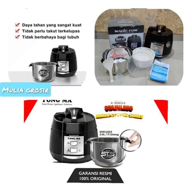 Magic Com Yongma Stainless  2 Liter 3in1 SMC 4053 / Rice Cooker Yongma Stainless 2liter 3in1