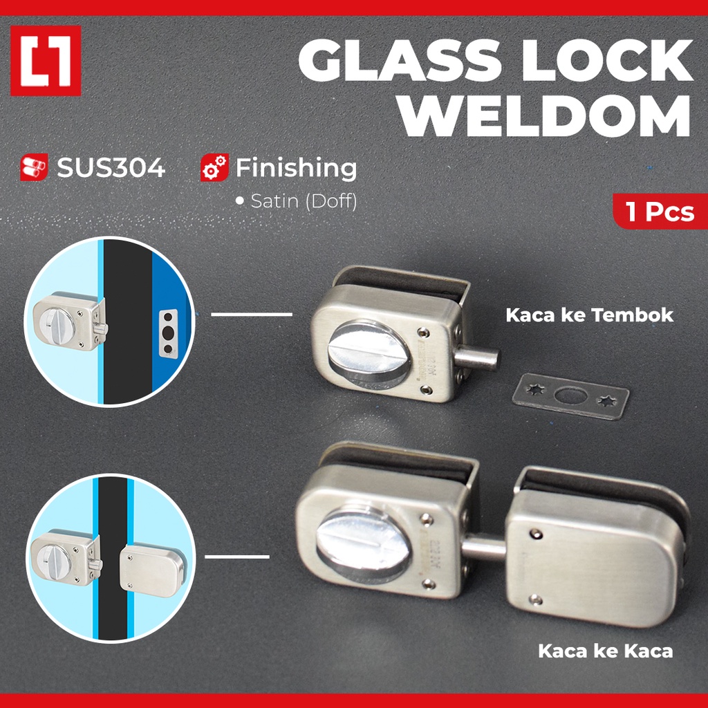 Shower Glass Lock Kunci Grendel Slot Pintu Kaca Kamar Mandi - Weldom