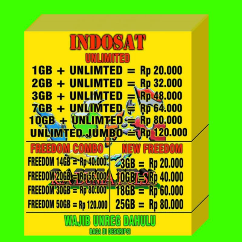 PROMO DISKON 20% GIFT PAKET DATA INDOSAT UNLIMITED, FREEDOM COMBO, MINI TERMURAH